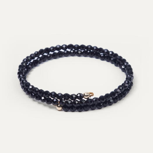 Браслет Ирис Черный агат 14K 37 см (BRA1129)
