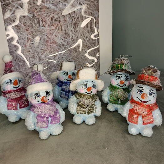 Елочные игрушки "Веселые снеговики"