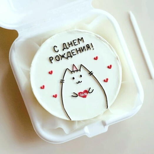 Бенто торт с днём рождения с рисунком котика