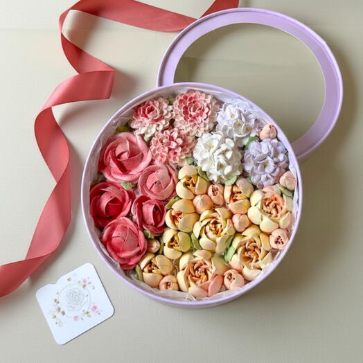 Зефирные цветы в шляпной коробке - XL