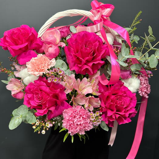 Корзина с французскими розами 🎀