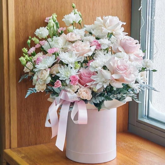 Цветы в коробке "Розовый пинк"