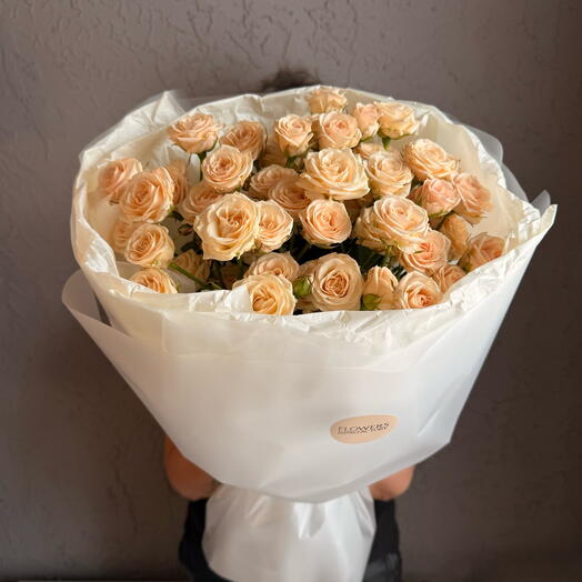 Mono of 9 cream bush roses