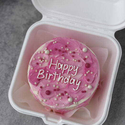 Бенто торт S Happy Birthday на день рождения розового цвета девушке подруге дочке сестре