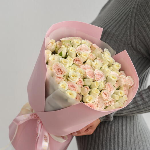 21 кустовая роза нежный микс