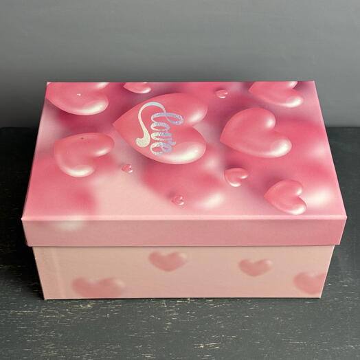 Подарочная коробка с сердечками 22/30/14