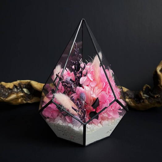 Флорариум с сухоцветами «Розовое облако» для неё
