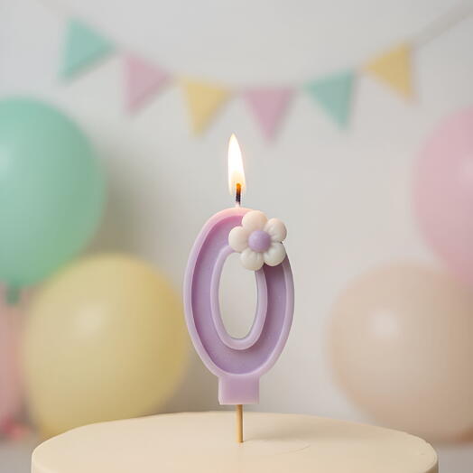Свеча-цифра «0» сиреневая, 7 см, соевый воск, ручная работа