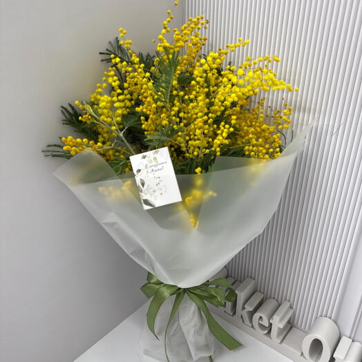 Букетик из мимозы/букет для любимой жены /букет любимой бабушке