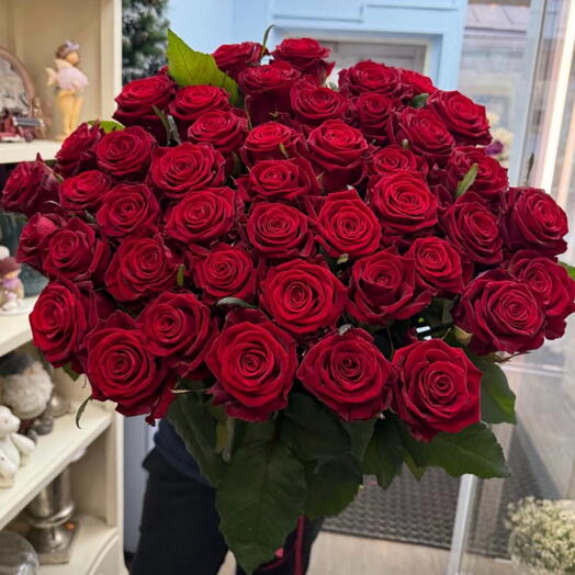 Монобукет из бордовых роз 80см 🌹🧸