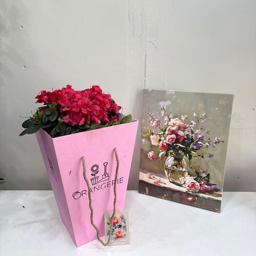 Азалия в коробке + картина