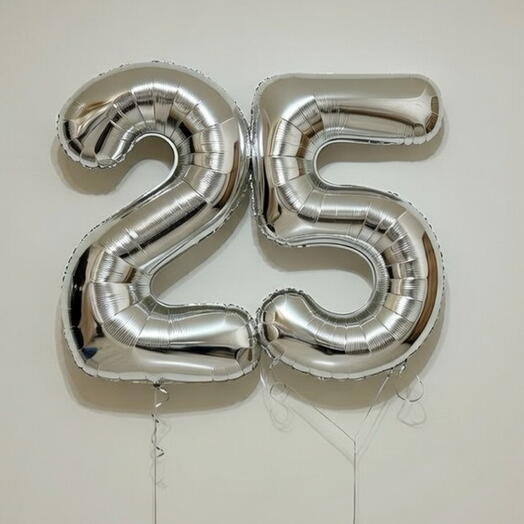 Шарики цифры 25 серебро