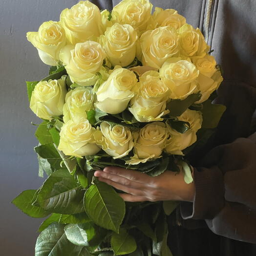 Пачка розы белые импорт (25 шт)