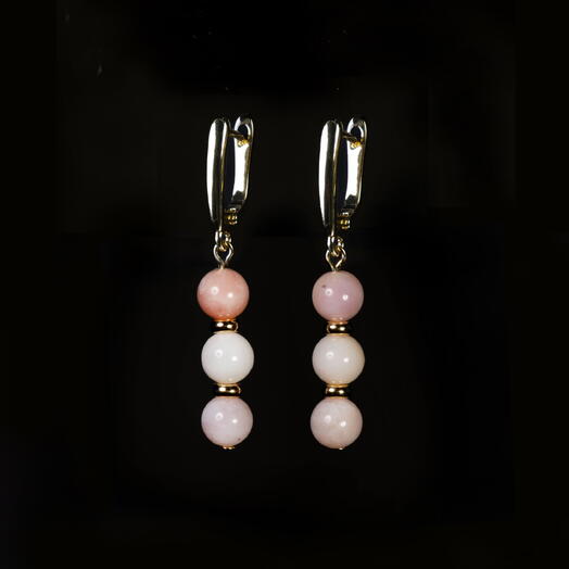 Серьги Самшит Розовый опал 14K (EAR1160)