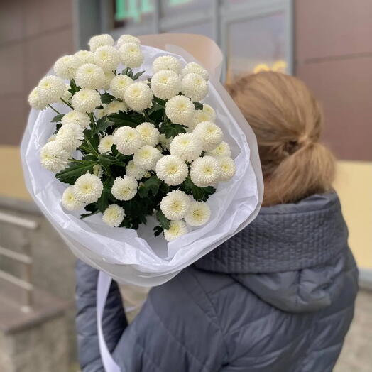 Буке из 5 кустовых хризантем Ньютон