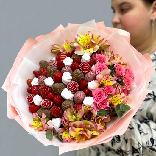 Букет из клубники «Нежность в шоколаде»