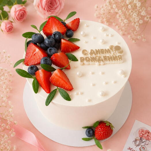 Pastel 1kg con bayas feliz cumpleaños