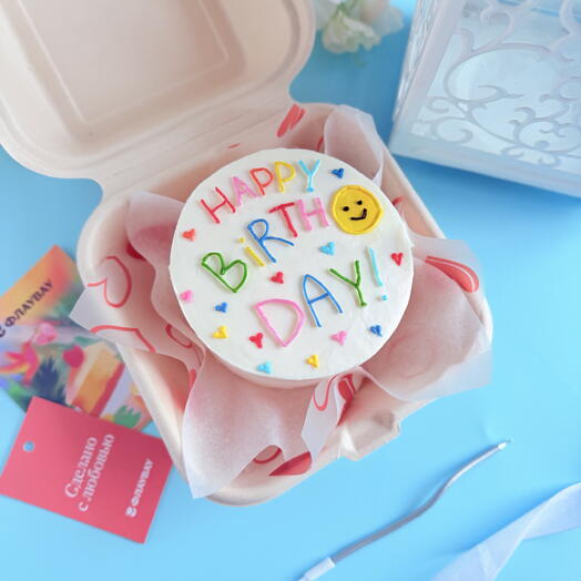 Бенто торт с цветами Happy birthday в подарок маме/подруге/сестре/любимой