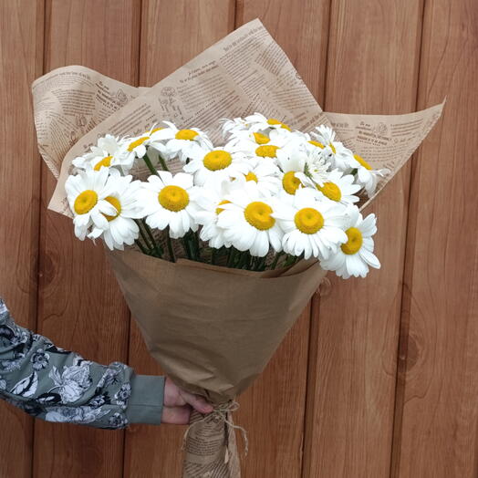 Ромашка сортовая в крафтовой бумаге