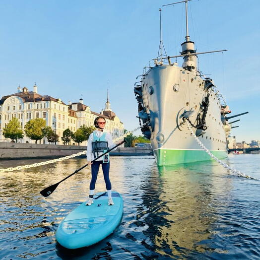 Подарочный сертификат «Прогулка на Sup-серфе к крейсеру "Аврора"» (2 часа, 1 человек)