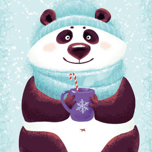 Авторская открытка Winter panda