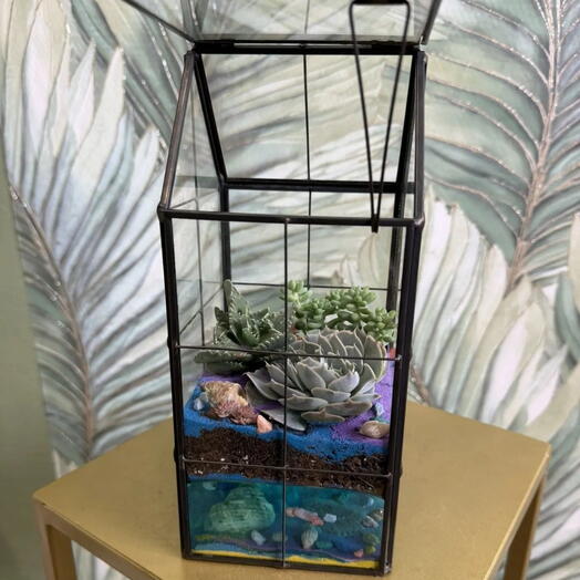 Флорариум-домик с декором морской тематики