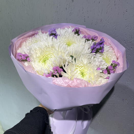 Монобукет из одноголовых хризантем