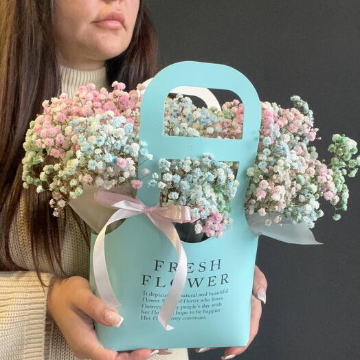 Композиция из гипсофилы в сумке fresh flowers