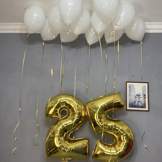Шарики на 25 лет, белые шары