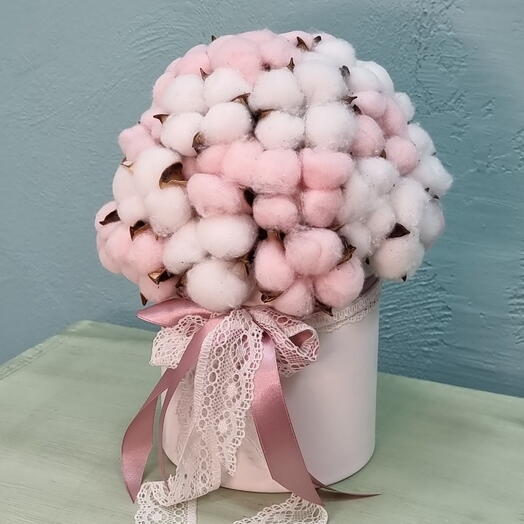 Композиция из хлопка Зефирка