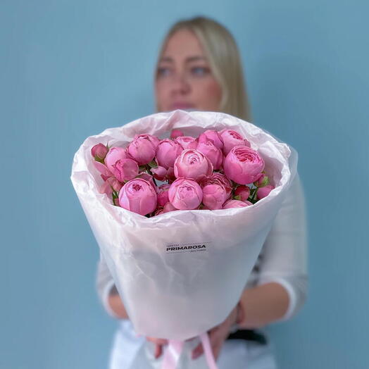 Букет из 5 кустовых пионовидных роз Сильва Пинк💗 39793