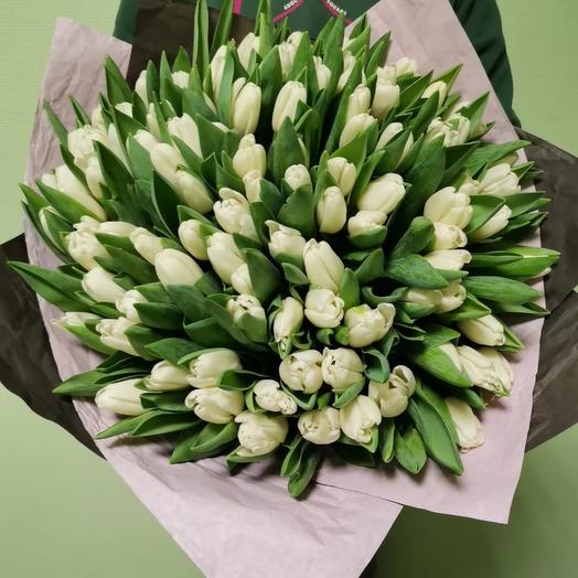 Ramo de 101 tulipanes blancos