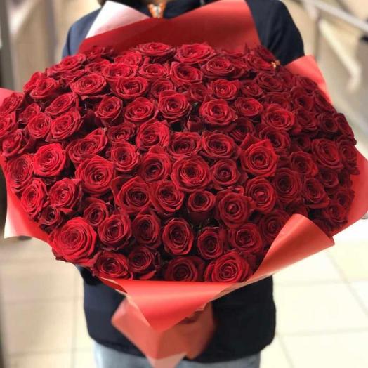 Bouquet of 101 Red roses 50 cm in a Color Package