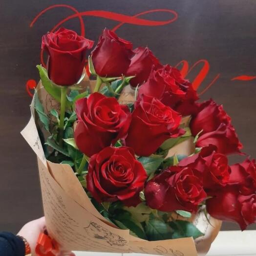 Red roses 15 pcs Ecuador 80 cm