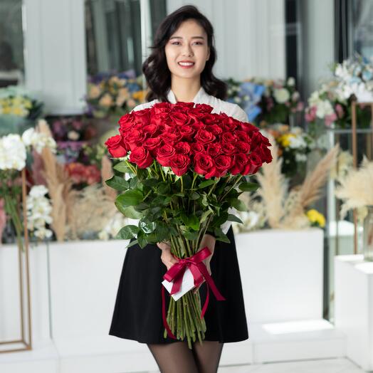 Bouquet of 51 red roses 80 cm