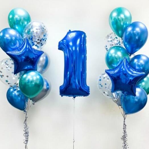 Композиция с цифрой и звездами 23 шт