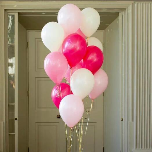 15 pink and white balls