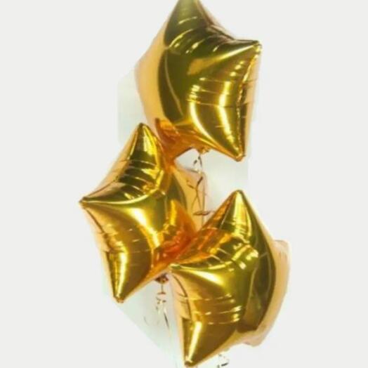 Fountain of 3 foil helium balloons "Three stars"