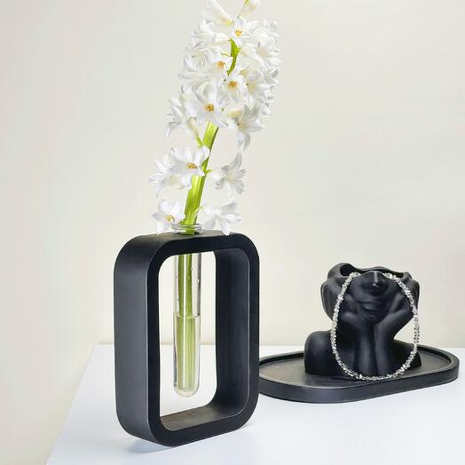 Vase with flask glass for flowers