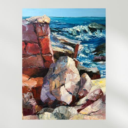 Pintura al óleo Mar y playa como regalo a mamá colega
