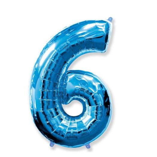 Шар-цифра "6" гелиевый, цвет синий