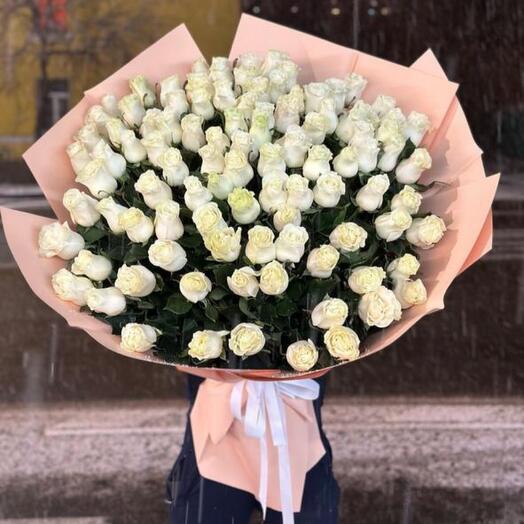 101 элитная белая роза