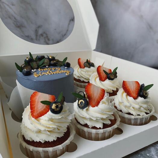 A set of bento cake and cupcakes as a birthday present