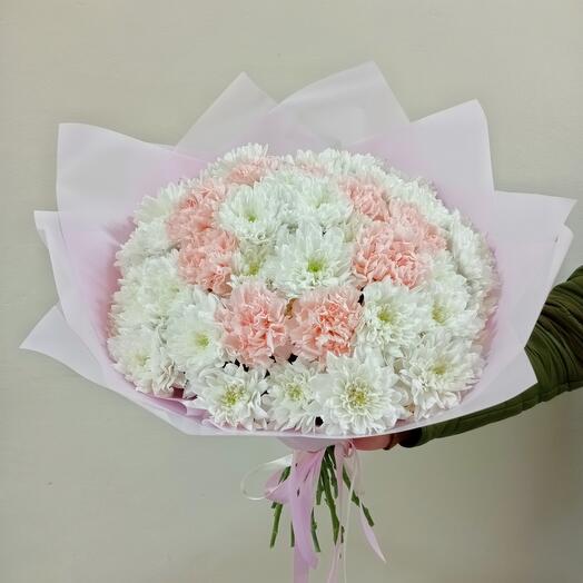 Белый пушистый букет для Мамы