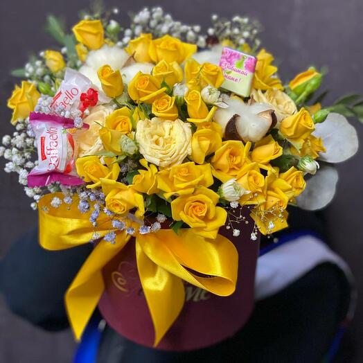 Коробка с цветами микс