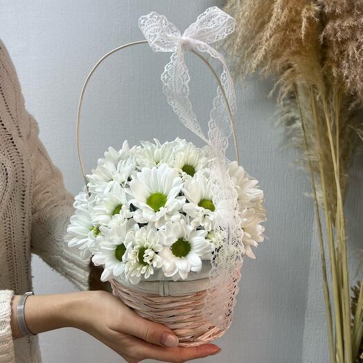 Basket of "Daisies" with chrysanthemums