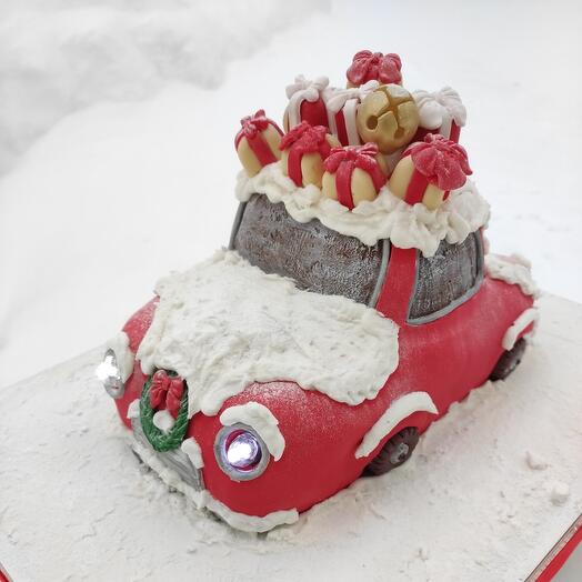 Торт Машина. 3d торт. Новогодний торт. 3д торт. Торт машина со светящимися фарами