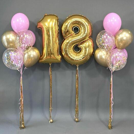 Шары на 18 лет золото