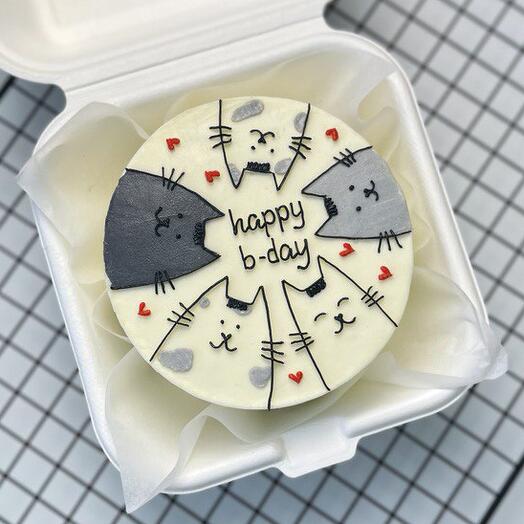 Бенто торт с котиками "Happy B-Day"