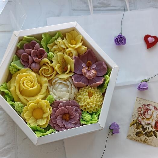 Caja de flores de malvavisco